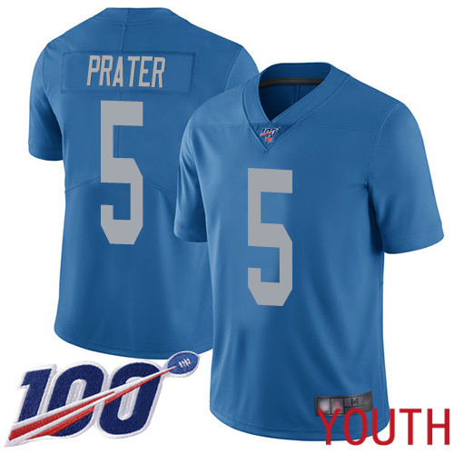Detroit Lions Limited Blue Youth Matt Prater Alternate Jersey NFL Football #5 100th Season Vapor Untouchable